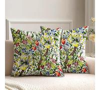 HUASHUZI Fundas de Cojines para Exteriores Decoración de Jardín de Flores Brillantes Banco Sofá Cojines de Exterior Muebles Decoraciones William Morris Doble Cara 45x45cm Juego de 2 Fundas de Almohada