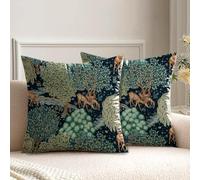HUASHUZI Fundas para cojín William Morris 50x50cm Motivo de ciervo doble cara Decoraciones para sofá Banco Cojín decorativo para sofá Banco Cojín (Set de 2)