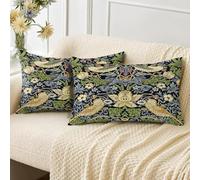 HUASHUZI Juego de 2 fundas de cojín rectangulares largas oblongas de William Morris de 30 x 50 cm, decoración de ladrón de fresas, juego de 2 fundas de almohada para sofá, banco