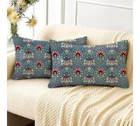 HUASHUZI Juego de 2 fundas de cojín rectangulares largas y oblongas de William Morris de 30 x 50 cm, decoración vintage azul de doble cara, decoración del hogar para sofá, banco