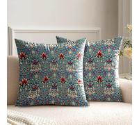 HUASHUZI Juego de 2 fundas de cojín William Morris de 45 x 45 cm, decoración vintage azul, patrón de doble cara, decoración del hogar para sofá, banco