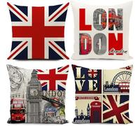 HUASHUZI Juego de 4 fundas de cojín con bandera de Reino Unido de Londres, Inglaterra, vintage, 18x18 pulgadas, decoración para el hogar, sala de estar, ropa de cama, oficina, regalos decorativos