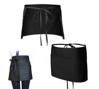 HUATEEN 2 Piezas Delantales Corto de Cintura con 3 Bolsillos,Impermeable para Chef y Camarera para Hombre y Mujer Ajustable para Cocinar Limpiar Trabajar en Arte y para Personal de Restaurante