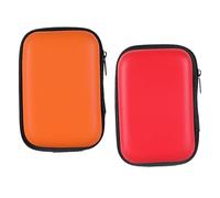 HUATEEN Estuche para Cartas,Paquete de 2 Resistente al Agua Caja Portátil de Viaje para Juegos de Cartas Estuche Miniatura con Cremallera Mini Cajas De Tarjetas Cerradas Naranja y Rojo.