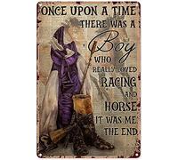 huatongxin Cartel de Diccionario de caballos, signos para puerta con texto en inglés "There was A Boy Loved Racing and Horse Diccionario", letrero de metal de 12 x 8 pulgadas