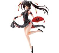 Huawealthy Tokisaki Kurumi Figura de acción de pie cheongsam con abanico 23 cm, modelo de PVC, estatua de decoración de escritorio, adornos coleccionables para fanáticos del anime