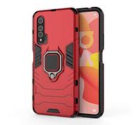 Huawei Nova 6 4G Funda, MHHQ 2in1 Armadura Combinación A Prueba de Choques Escudo Cáscara Dura PC + TPU con Soporte Magnetic Car Mount Case Cover para Huawei Nova 6 4G -Red