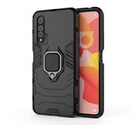 Huawei Nova 6 4G Funda, MHHQ 2in1 Armadura Combinación A Prueba de Choques Escudo Cáscara Dura PC + TPU con Soporte Magnetic Car Mount Case Cover para Huawei Nova 6 4G -All Black