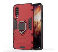 Huawei P30 Funda, MHHQ 2in1 Armadura Combinación A Prueba de Choques Escudo Cáscara Dura PC + TPU con Soporte Magnetic Car Mount Case Cover para Huawei P30 -Red