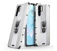 Huawei P30 Pro Funda, CHcase 360 Rotating Ring Grip Magnetic Car Mount Stand Holder Capa TPU + PC Shockproof Anti-rasguños teléfono Caso protección Cáscara Cover para Huawei P30 Pro -Silver