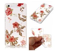 Huawei P8 Lite Funda, CHcase Christmas Series Transparente Silicona TPU de Flexibilidad Carcasa Case Bumper Ultra Delgado Espalda Case Cover para Huawei P8 Lite -Azaleas