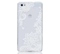Huawei P8 Lite Funda, CHcase Christmas Series Transparente Silicona TPU de Flexibilidad Carcasa Case Bumper Ultra Delgado Espalda Case Cover para Huawei P8 Lite -White Rose