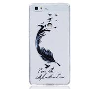 Huawei P8 Lite Funda, CHcase Christmas Series Transparente Silicona TPU de Flexibilidad Carcasa Case Bumper Ultra Delgado Espalda Case Cover para Huawei P8 Lite -Black feather