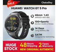 Huawei-reloj inteligente gt5 pro para hombre y mujer, accesorio de Pulsera original con Pantalla AMOLED de 2024 pulgadas, ECG, NFC, 46mm/42mm, versión Global, novedad de 1,43 Black 46mm