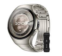 HUAWEI Watch 5 46mm Plateado + Correa de Fluoroelastómero Negro, Multi-Sensor Revolucionario X-Tap, SpO2 con la Yema del Dedo, Health Glance, ECG, HRV, eSIM, 42 Meses de Garantía, Android & iOS