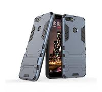 Huawei Y6 2018 Funda, MHHQ 2in1 Armadura Combinación A Prueba de Choques Heavy Duty Escudo Cáscara Dura PC + Suave TPU Silicona Case Cover con soporte para Huawei Y6 2018/Honor 7A -Black Plus Gray
