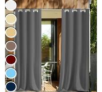 HUAXIQUE Cortina Exterior 240x340cm Protección UV Impermeables Resistente al Viento con Anillos Cortina Opaca Termica Aislante para Balcón Pérgolas Jardín Porche Terrazas Patio Gris Oscuro