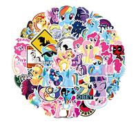 Huayao My Little Pony Stickers 50 pegatinas de unicornio para bolsas de regalo, regalos de cumpleaños infantiles, niñas y niños, impermeables, purpurina, dibujos animados, color blanco