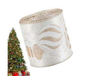 Huayeex Cinta de Navidad - Cinta de Tela Navideña de 198 Centímetros de Largo | para Coronas Navideñas de Color Champán - para la Decoración de Regalos Navideños, Árbol, Lazo, Corona, Ramo de