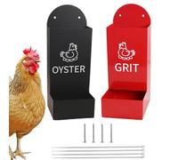 Huayeex Dispensador De Concha De Ostra para Gallinas, Dispensador de Gravilla para Aves 2 Piezas, Recipiente Semicerrado Antiderrames Resistente A La Intemperie Y Bebedero Duradero para Granjas O