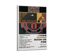 HUAYEQWHELH Póster estético de álbum Room On Fire by The Strokes, arte decorativo para pared, lienzo vintage para sala de estar, dormitorio, 20 x 30 cm, estilo marco