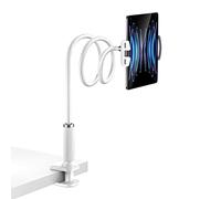 Huayifa Soporte para Tableta, Cuello de Cisne, Brazo Ajustable Flexible en la Cama para iPad, teléfono móvil, Interruptor, Samsung Galaxy Tabs/etc, 98 cm de Longitud Total (Blanco)