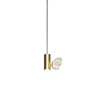 HUAYUSEDF Lámpara colgante de acrílico con forma minimalista, cilindro aluminio dorado, lámpara pequeña atenuación tres colores for dormitorio, mesita noche, sala estar, iluminación 5 pulgadas ancho