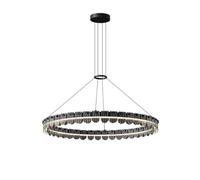 HUAYUSEDF Lámpara colgante moderna de lujo de diseño circular en dorado y negro, de cristal de silicona, ideal para vestíbulos, dormitorios, casas de campo, cocinas, islas y pasillos.