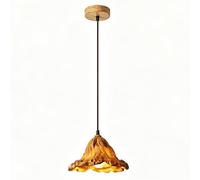 HUAYUSEDF Lámpara colgante vintage - de resina hoja loto Zen for comedor, restaurante, cafetería, casa té, altura ajustable 4.9 pies, luz cálida, S(Warm Light,S)
