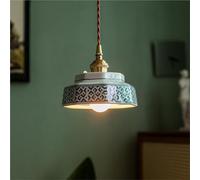 HUAYUSEDF Pequeño Vidrio Verde Azul Blanco Porcelana Lámpara Colgante De Cerámica Roja Luz Techo Nórdico Moderno for Comedor Dormitorio Cocina Isla Granja Café