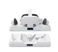 HUAYUWA Estación de carga compatible con Quest 3S, auriculares VR y controlador, base de carga rápida con luz indicadora, soporte de carga para accesorios Quest3S (tipo 2)