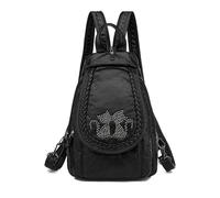 HUAZHIMAO Mini mochila para mujer, de piel sintética lavada, suave, pequeña, mochila de moda, bolso de hombro, mochila de viaje con muchos compartimentos, Patrón de gato negro, (L) 8.3 x (W) 3.5 x (H