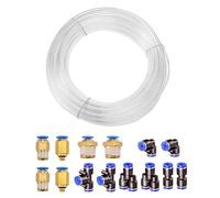 HUAZIZ 10m Manguera Aire Poliuretano, 4mm x2,5mm Aire de PU Tubo Transparente+14 Pcs 4mm Air Push QuickConectores Fittings, Conexión Rápida de Tuberías de Aire,Conectores Neumáticos de Aire Impresora