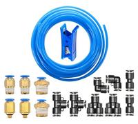 HUAZIZ 10metros 32.8ft Pneumatic Azul Manguera Aire Poliuretano,Aire de PU Tubo Manguera,5 mm(Diámetro Interior) x 8 mm(Diámetro Exterior) con 14 piezas Guarniciones Neumaticas(Negro)