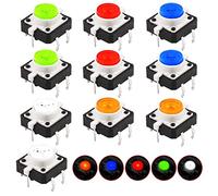 HUAZIZ 10Pcs 6Pin Mini Micro Interruptor de Botón Táctil LED Momentáneo para Placas de Pruebas, Mini Pulsador Táctil (12 * 12 * 7 mm)