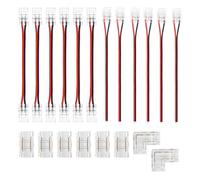 HUAZIZ 20 Piezas Kit de Conector de Barra de Luz LED 8mm, 2 pin Conectores Tiras Led, 12 Piezas Cable de Conexión + 8 Piezas LED Conectores, para Tira 8mm ancho