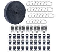 HUAZIZ 30 Piezas Hebillas de Plastico, 15mm 10m Correa Nylon, Hebilla Liberacion Rapida Hebillas para Mochilas Bolsos Reparación Reemplazo Hacer Bricolaje Collares de Perros Carpa Negro
