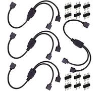 HUAZIZ 4 piezas Cable Divisor Tira LED RGB 1 a 2 Cable Divisor Cinta LED 4 Pines Y Splitter Banda Distribución LED Strip Splitter para RGB 5050 3528 2835 LED Strip, 30 cm, Negro