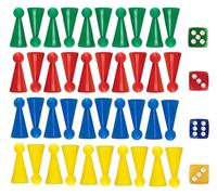 HUAZIZ 40 Piezas Peones 24x13mm + 4 Piezas Coloridos Dados de 6 Caras con Ángulo Recto, 12mm