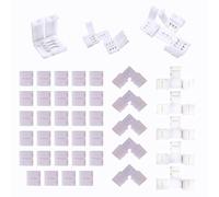 HUAZIZ 42 Piezas Kit de Conector de Barra de Luz LED, 3 pin Conectores Tiras Led, 30 x Conectores 2-pin + 6 x Conectores en forma de L + 6 x Tipo T Conectores, 10mm