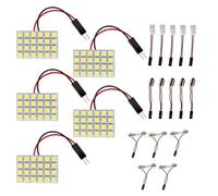 HUAZIZ 5 unidades de luz superblanca de ahorro de energía 5050 24 SMD LED panel domo luz interior placa de lectura luz techo techo lámpara con cable interior + 5 adaptadores de guirnalda