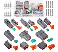 HUAZIZ 6 Juegos 2/3/4/6/8/12 Pines Selladas Gris Macho y Hembra Auto Conector de Cable Eléctrico a Prueba de Agua,Conector Eléctrico Impermeable para Coche DT,22-18AWG Conector para Motocicleta,Camión