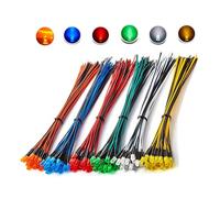 HUAZIZ 90 Piezas 12V Diodos LED, 5mm Pre Cableado Luces LED Diodo Emisoras Kit, 6 Colores DC 12 Voltios Blanco, Rojo, Amarillo Verde, Azul, Naranja, Precableado Redondo Lámpara