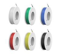 HUAZIZ Kit de alambre eléctrico de 0,08 mm², cable de silicona flexible, 28 AWG, cable de cobre tintado de 300 V, 6 bobinas de colores de 600 V 2,4 A, 6 x 10 metros, para planes teledirigidos DIY, etc