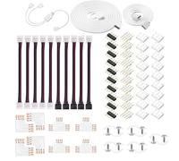 HUAZIZ Kit de Conector de Tira de LED, Extensión y Conector de Esquina para Tira de LED RGB 5050, Clips de Fijación y Cable Divisor