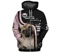 HuazomeeHZM Animal Perro 3D Impreso Bichon/Pug Pattern Harajuku Casual Colorido Moda Unisex Sudadera con Cremallera Chaqueta con Capucha para Hombre Mujer