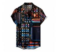 HuazomeeHZM Camisas para Hombre con Estampado 3D de Chips electrónicos Blusas de Estilo Vintage con diseño de Placa Base Camisetas de Manga Corta con Botones para Ingenieros