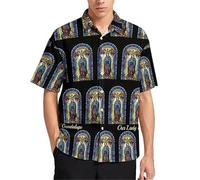 HuazomeeHZM Camisas para Hombre Impresas en 3D de Nuestra Señora de Guadalupe Blusas y Tops con Estampados de Flores de Colores María Dios y Jesús