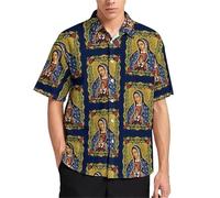 HuazomeeHZM Camisas para Hombre Impresas en 3D de Nuestra Señora de Guadalupe Blusas y Tops con Estampados de Flores de Colores María Dios y Jesús