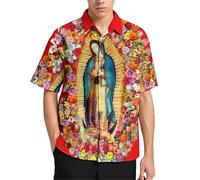 HuazomeeHZM Camisas para Hombre Impresas en 3D de Nuestra Señora de Guadalupe Blusas y Tops con Estampados de Flores de Colores María Dios y Jesús